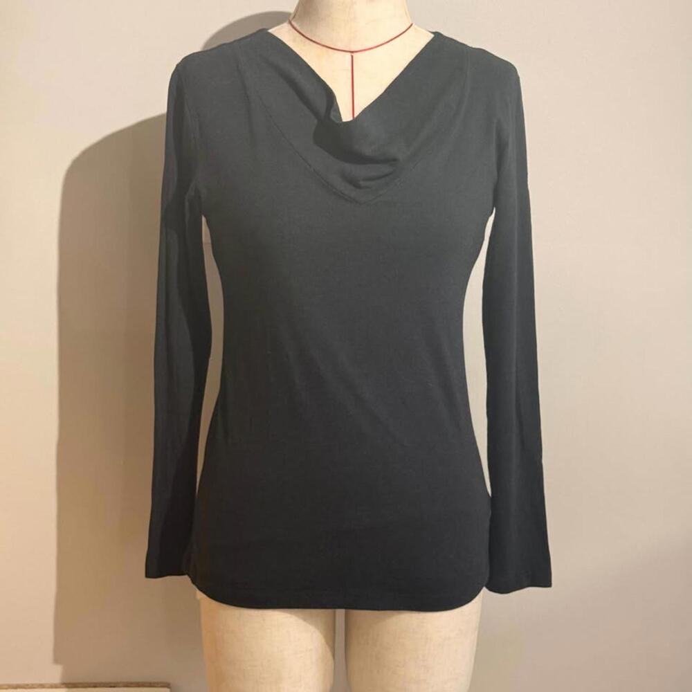 Fig Safari Women Size M Black Bamboo Organic Cotton Long Sleeve Boat Neck Shirt